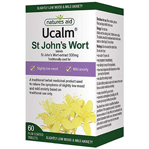 Natures Aid Ucalm St John's Wort, Relief of Symptoms of Slightly Low Mood and Mild Anxiety, Vegan, 60 Tablets