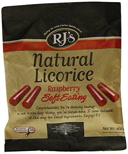 Rj's Natural Soft Eating Raspberry Licorice 300 g (Pack of 4)