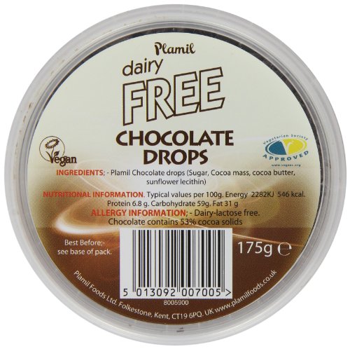 Plamil Dairy Free Chocolate Drops 175 g (Pack of 3)