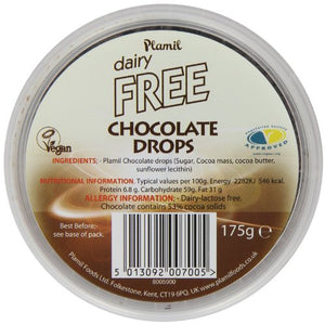 Plamil Dairy Free Chocolate Drops 175 g (Pack of 3)