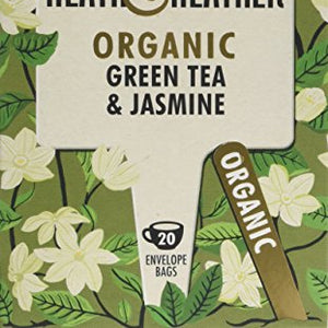 Heath & Heather Organic Green Tea and Jasmine Teabags (Pack of 6, Total 120)