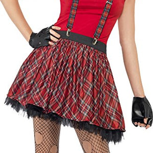 Smiffys Punk Kit Tartan Tutu Braces and Fingerless Gloves