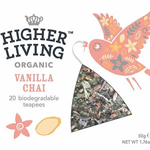 Higher Living Vanilla Chai Teapees 20 bags