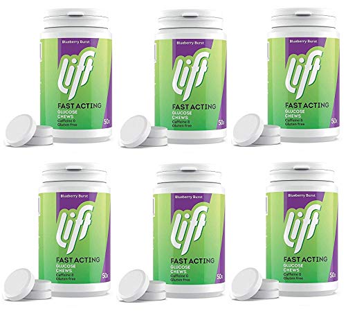 GlucoTabs Gluco Tabs Chewable Tablets, Blueberry, 6 Tubs/Jars (50 Tablets Per Tub) (6)