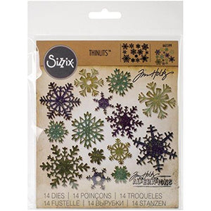 Sizzix 661599 Thinlits Die Set, Paper Snowflakes, Mini by Tim Holtz (14-Pack),,