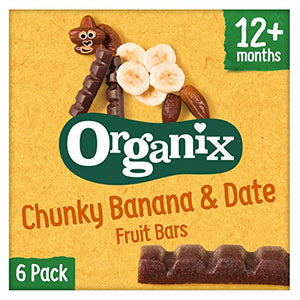 Organix Goodies Banana & Date Fruit Bars 6 x 17 g (Pack of 3, Total 18 bars)