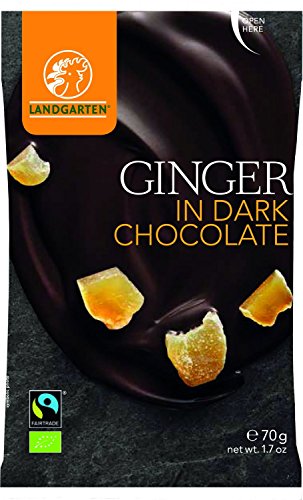 Landgarten Ginger in Dark Chocolate 70 Grams (Pack of 10)