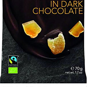Landgarten Ginger in Dark Chocolate 70 Grams (Pack of 10)
