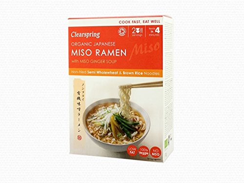 Clearspring Organic Japanese Miso Ramen Noodles with Miso Ginger Soup 170g (Pack of 4)