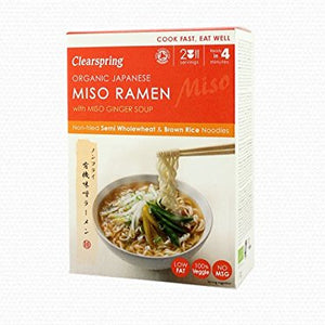Clearspring Organic Japanese Miso Ramen Noodles with Miso Ginger Soup 170g (Pack of 4)