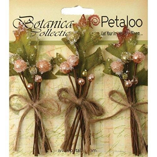 Petaloo Botanica Sugared Berry Clusters, 3.25-Inch, Peach, 3-Pack