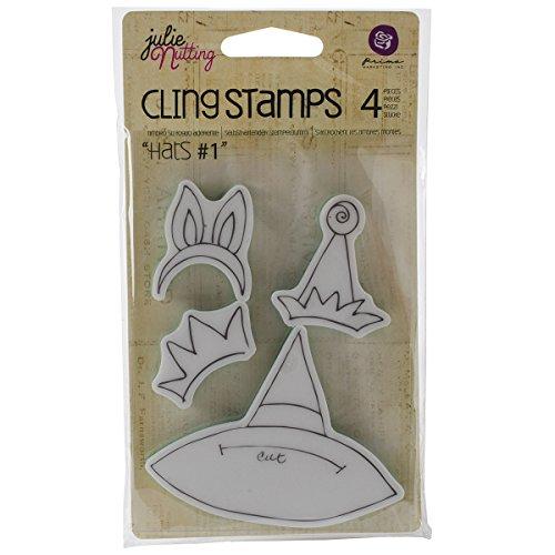 Prima Marketing Julie Nutting Mixed Media Cling Rubber Stamps -Hats, 1 1-Inch by 1.5-Inch by 2.5-Inch by 3.25-Inch
