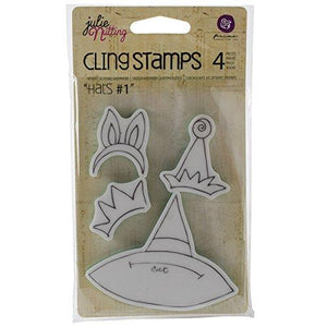 Prima Marketing Julie Nutting Mixed Media Cling Rubber Stamps -Hats, 1 1-Inch by 1.5-Inch by 2.5-Inch by 3.25-Inch