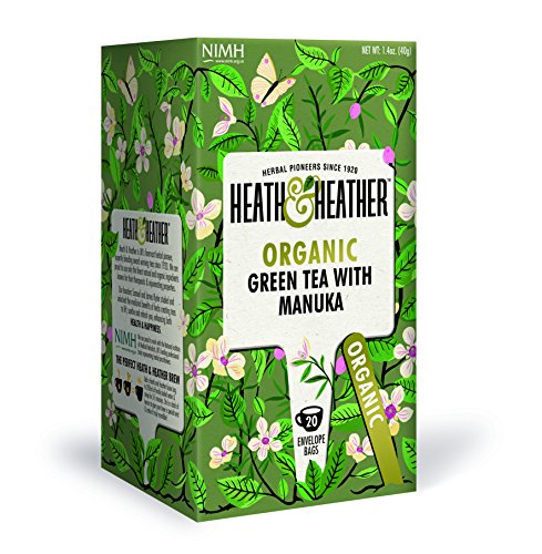 Heath and Heather Organic Green Tea with Manuka Honey 20 Bags, Pack of 6