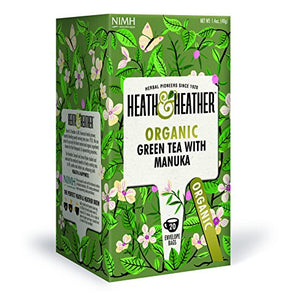 Heath and Heather Organic Green Tea with Manuka Honey 20 Bags, Pack of 6