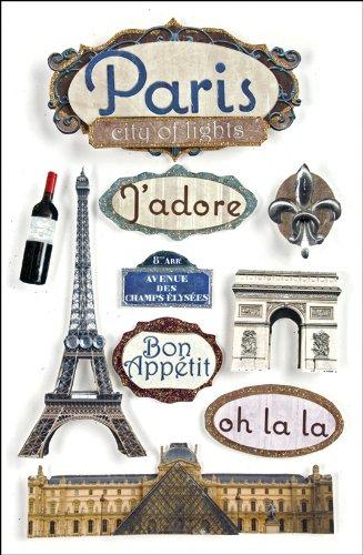 Paper House Productions STDM-0022E 3D Cardstock Stickers, Paris