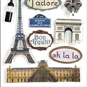 Paper House Productions STDM-0022E 3D Cardstock Stickers, Paris