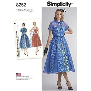 Simplicity Pattern 8252 P5 Misses' 1950s Dress and Redingote, Size 12-14-16-18-20, by 1950s Vintage
