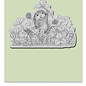 Stampendous House Mouse Cling Rubber Stamp Lucky Clover