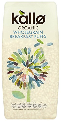 Kallo Organic Natural Puffed Rice Wholegrain Cereal 225 g (Pack of 4)