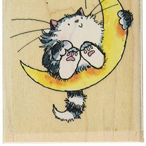 Penny Black Rubber Stamp 2.5"X3"-Cat On The Moon