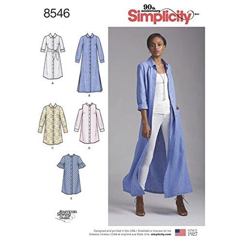 Simplicity Pattern 8546 Misses and Miss Petite Shirt Dresses Size 16-24 Sewing Pattern