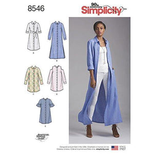 Simplicity Pattern 8546 Misses and Miss Petite Shirt Dresses Size 16-24 Sewing Pattern