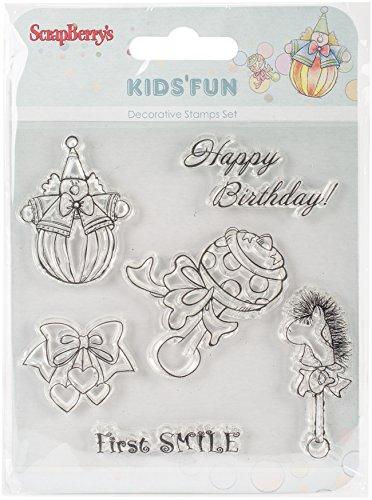 ScrapBerry's Kids' Fun Clear Stamps 4"X4"-Baby Toys, First Smile, Happy