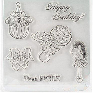 ScrapBerry's Kids' Fun Clear Stamps 4"X4"-Baby Toys, First Smile, Happy