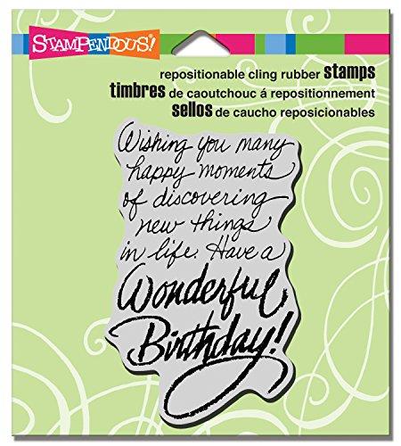 Stampendous CRM015 Birthday Wish Cling Stamp, 3.5" by 4", Grey