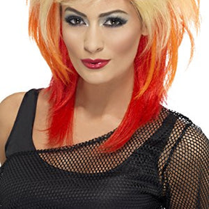 Smiffys 80's Mullet Wig with Streaks - Blonde/Red