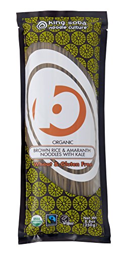 KING SOBA Organic Brown Rice Amaranth Noodles with Kale 250g (PACK OF 6)