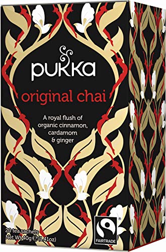 Pukka Original Chai, Organic Herbal Black Tea with Cinnamon & Ginger (4 Pack, 80 Tea bags)