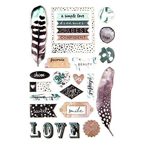 Prima Zella Teal-Puffy Stickers