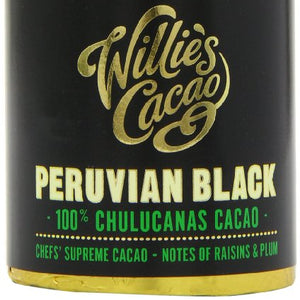 Willie's Cacao Peruvian Black Chulucanas 100% Cacao Raisin and Plum Notes 180 g (Pack of 2)