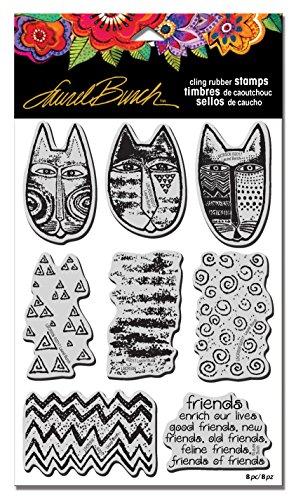 STAMPENDOUS LBCRS06 Laurel Burch Cling Stamp Set, Tribal Cats W/Template