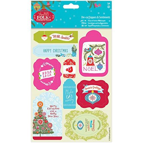 Papermania Folk Christmas Die-Cut Toppers/Sentiments 2/Pkg-Linen Finish