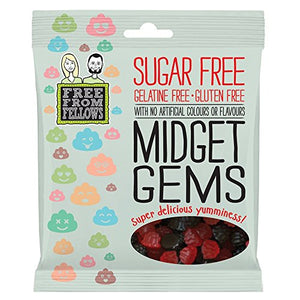 Midget Gems - Sugar, Gelatine & Gluten Free Jellies Sweets 100g (Pack of 1)
