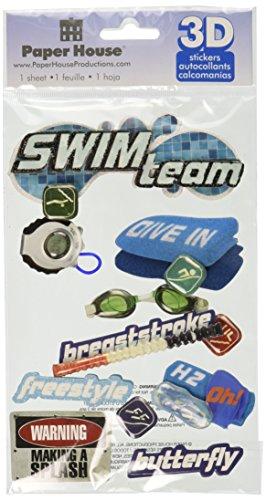 Paper House Productions STDM-0127 3d Sticker 4.5" x 7" Sheet, Swimming