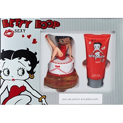 First American Brand Betty Boop Sexy Eau de Parfum and Bubble Bath Gift Set for Her, 75 ml/100 ml