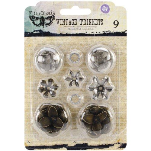 Prima Marketing Sunrise Sunset Mechanicals Metal Vintage Trinkets-Roses, 9/Pack