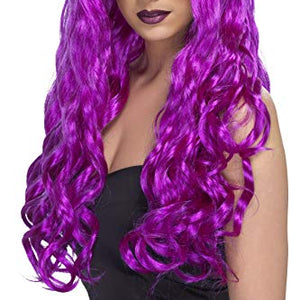 Smiffys Desire Curly Wig with Fringe - Purple, Long
