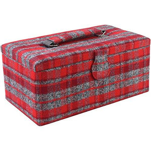 Sewing Basket Rectangle-11.5x6.5x5 Red Plaid Print