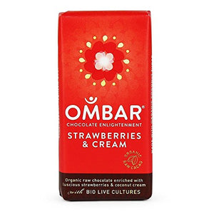 Ombar Strawberries and Cream Chocolate Bar, 35 g