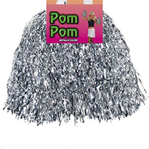 Smiffys Pom Poms Metallic Pair - Silver