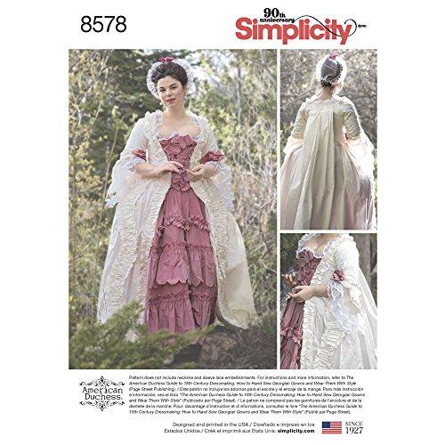 Simplicity Pattern 8578 R5 Misses' 18th Century Costume Gown by American Duchess, Size 14-22