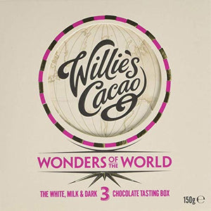 Willie's Cacao 3 Wonders Of The World Tasting Box Milk, White & Dark Chocolates 50g