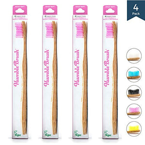 Humble Brush Bamboo Toothbrush for Adults soft purple 4 pieces