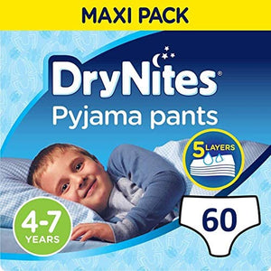Huggies DryNites Boy's Pyjama Pants for Boy's, 4-7 Years (60 Pants)