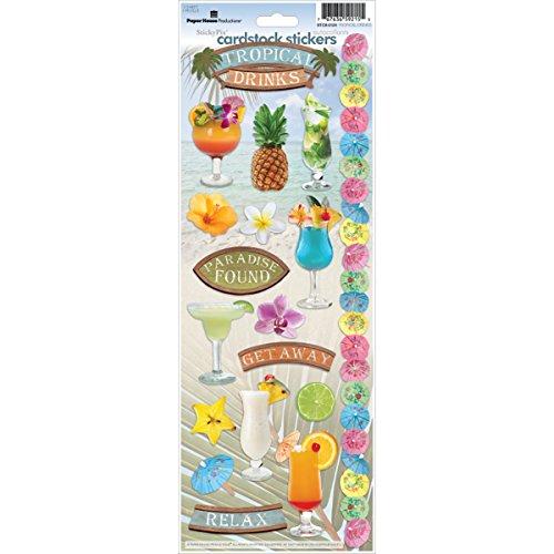 Paper House Productions STCX-0124E Cardstock Stickers, Tropical Drinks